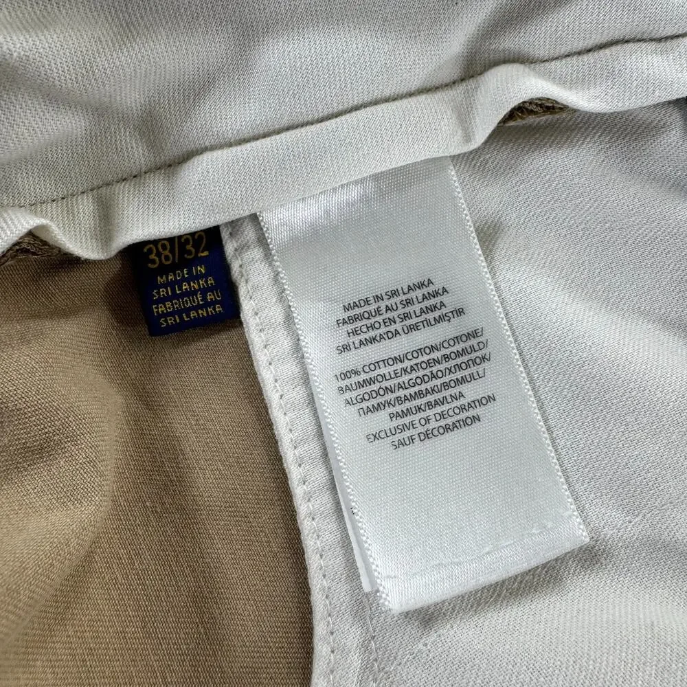 Polo Ralph Lauren Chino Pants Mens 38/32 Khaki Tan Classic Fit Cotton Twill Prep